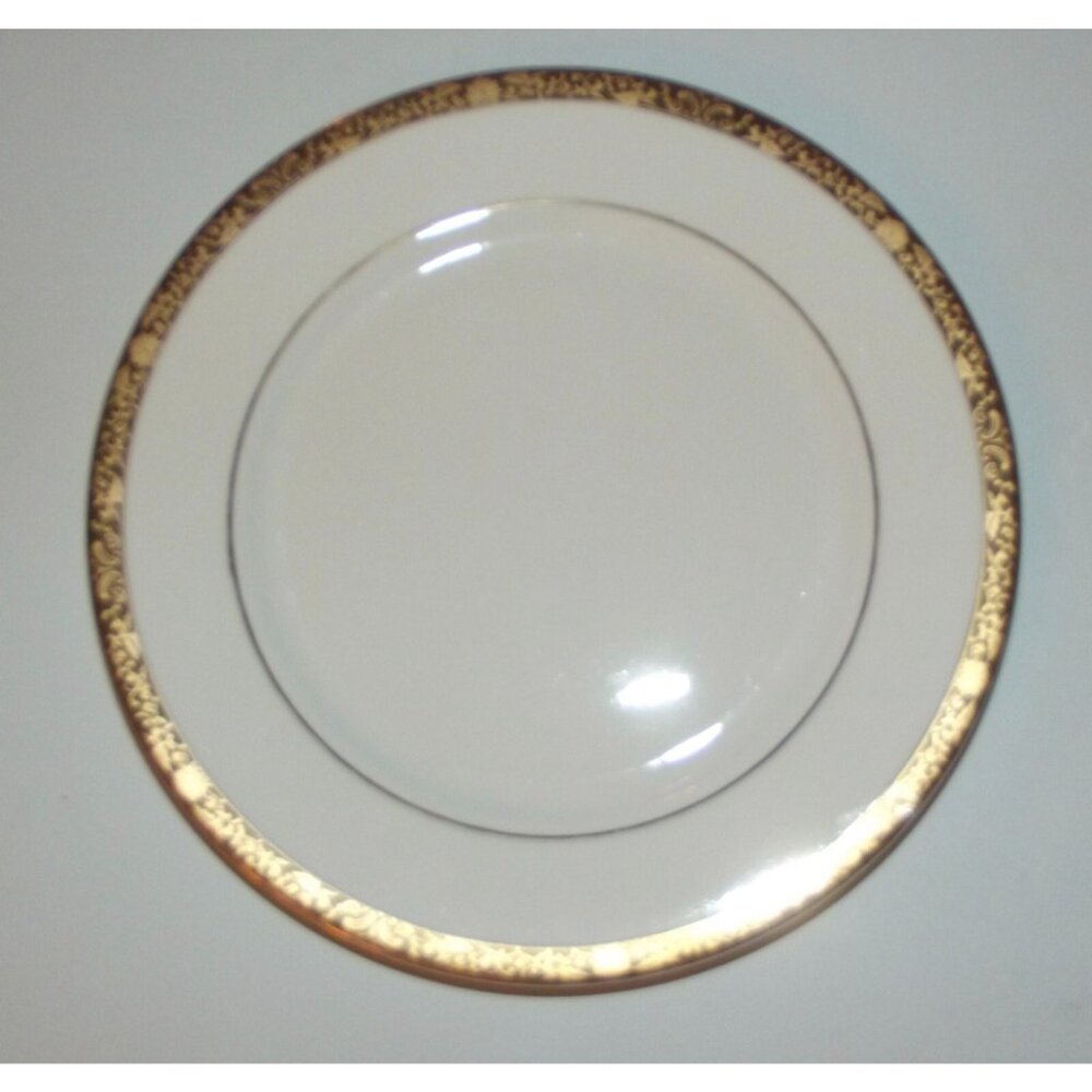 China Pearl Imperial Saucer 7.5" White Gold Trim round Vintage MCM elegant